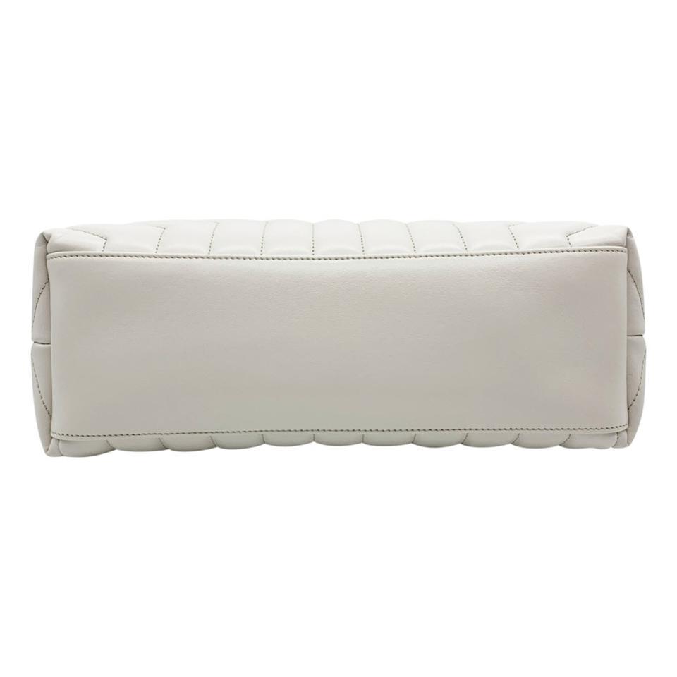 Saint Laurent Monogram Loulou Calfskin Matelasse Medium Monogram Chain Satchel White Leather Shoulder Bag