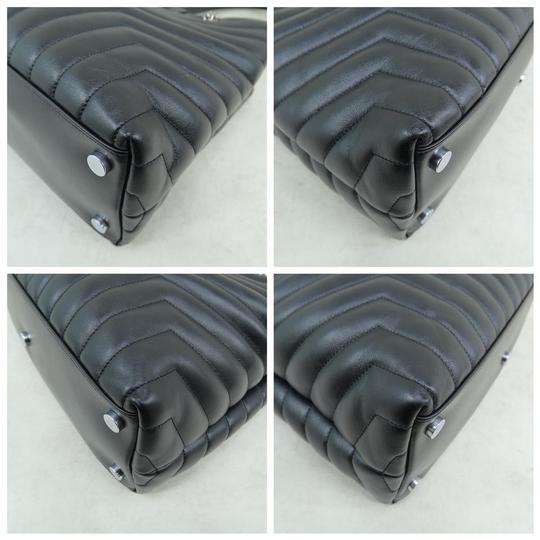 Saint Laurent Monogram Loulou Calfskin Y Quilted Monogram Large Shopper Black Leather Tote