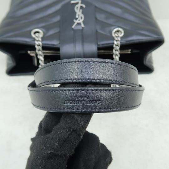 Saint Laurent Monogram Loulou Calfskin Y Quilted Monogram Large Shopper Black Leather Tote