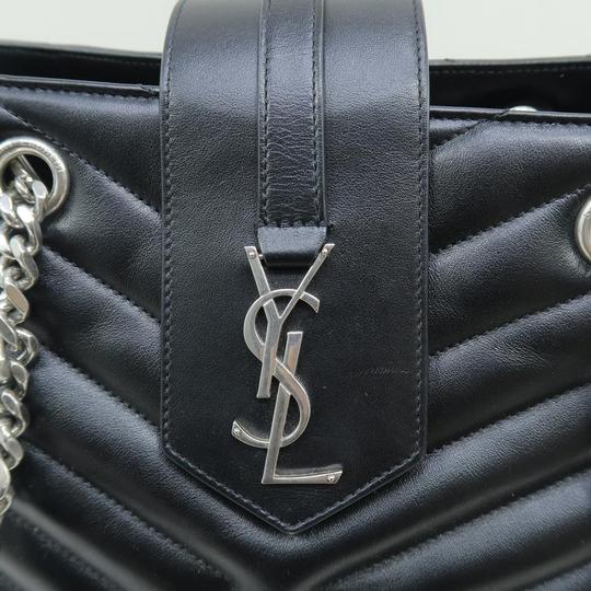 Saint Laurent Monogram Loulou Calfskin Y Quilted Monogram Large Shopper Black Leather Tote