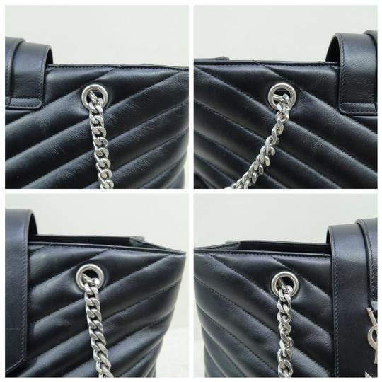 Saint Laurent Monogram Loulou Calfskin Y Quilted Monogram Large Shopper Black Leather Tote