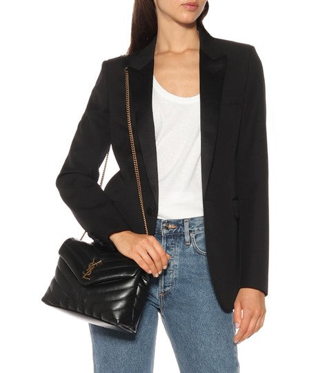 Saint Laurent Monogram Loulou Calfskin Y Quilted Monogram Small Chain Satchel Black Leather Shoulder Bag