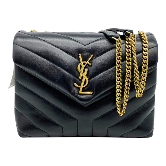 Saint Laurent Monogram Loulou Calfskin Y Quilted Monogram Small Chain Satchel Black Leather Shoulder Bag