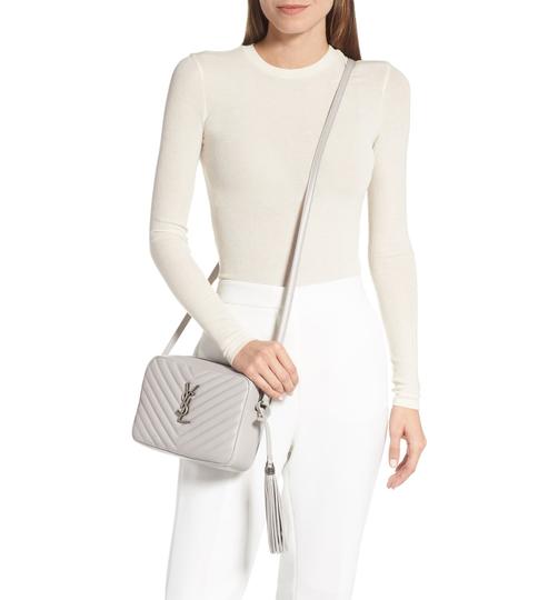 Saint Laurent Monogram Loulou Camera Granite Grey Leather Shoulder Bag