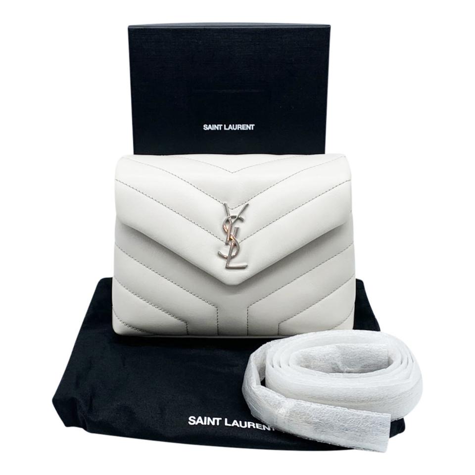 Saint Laurent Monogram Loulou Lou White Leather Cross Body Bag