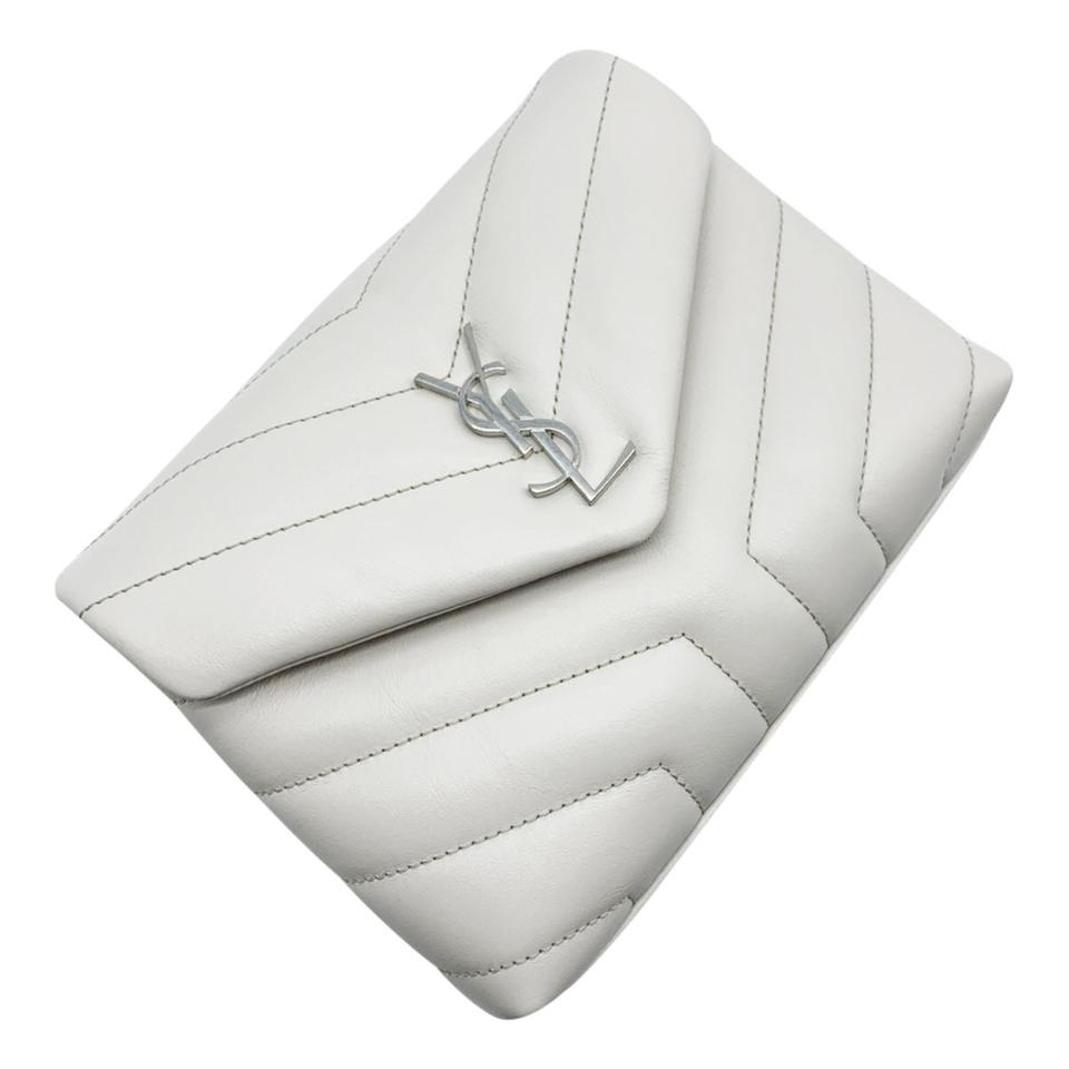 Saint Laurent Monogram Loulou Lou White Leather Cross Body Bag