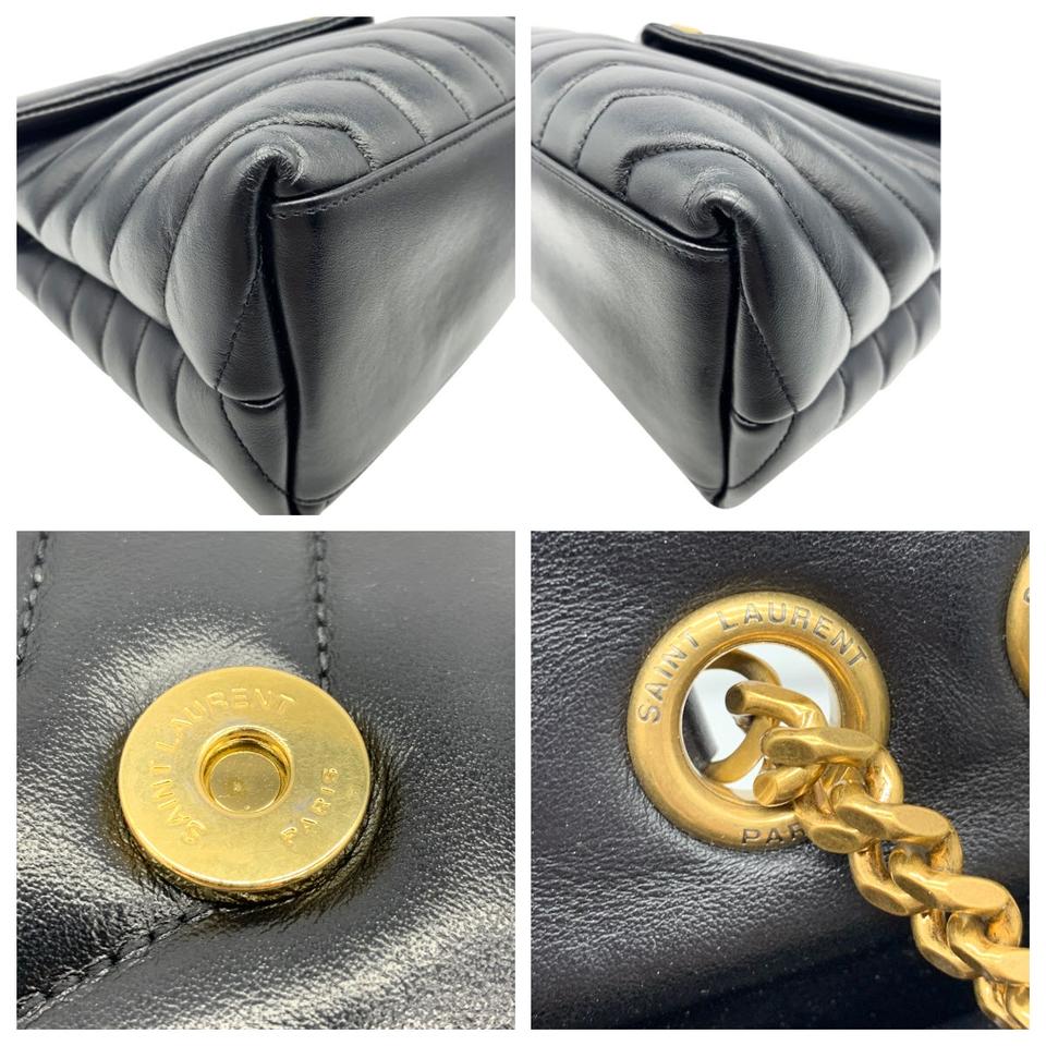 Saint Laurent Monogram Loulou Matelasse Medium Monogram Chain Satchel Black Calfskin Leather Shoulder Bag