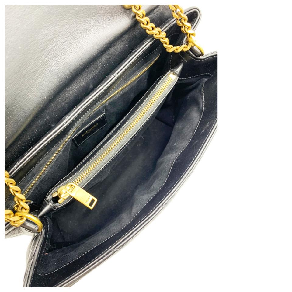 Saint Laurent Monogram Loulou Matelasse Medium Monogram Chain Satchel Black Calfskin Leather Shoulder Bag