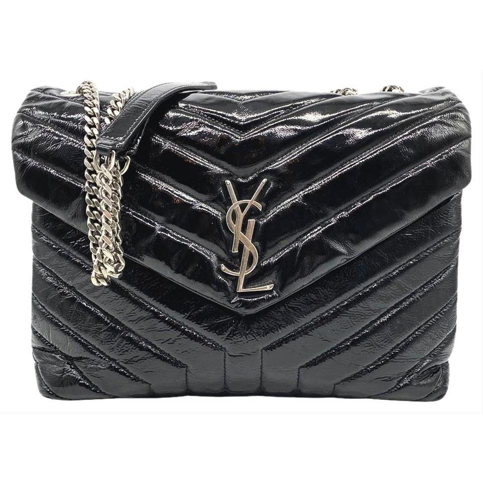 Saint Laurent Monogram Loulou Medium Black Patent Leather Shoulder Bag