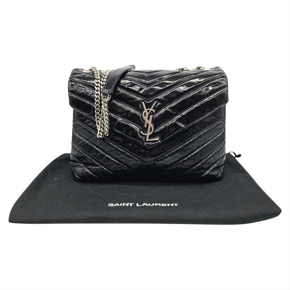 Saint Laurent Monogram Loulou Medium Black Patent Leather Shoulder Bag