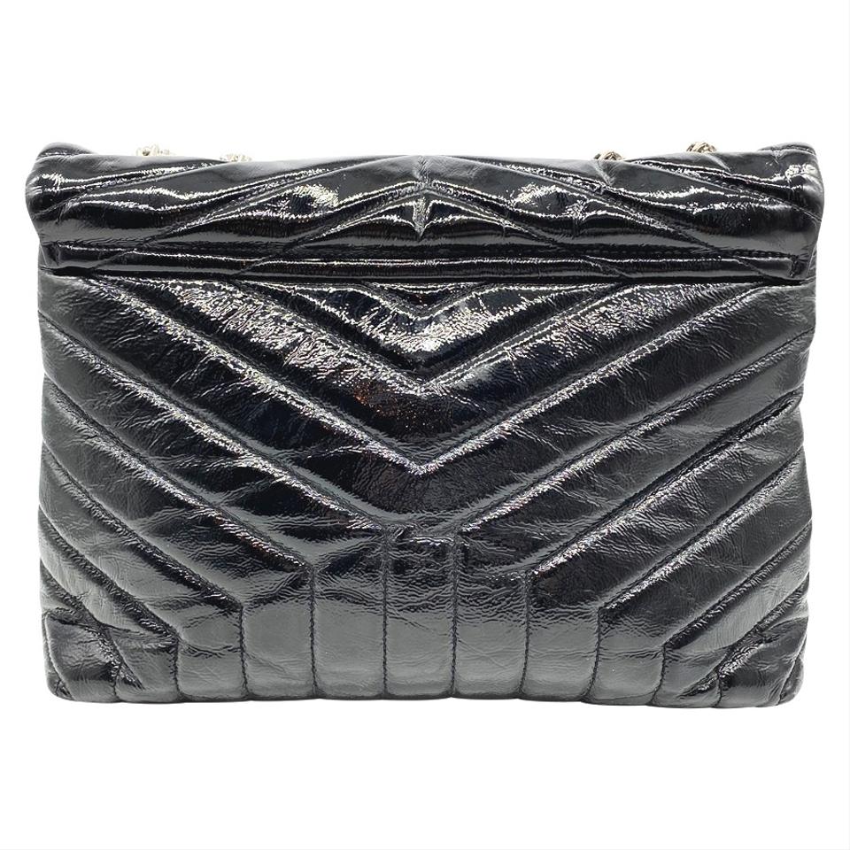 Saint Laurent Monogram Loulou Medium Black Patent Leather Shoulder Bag