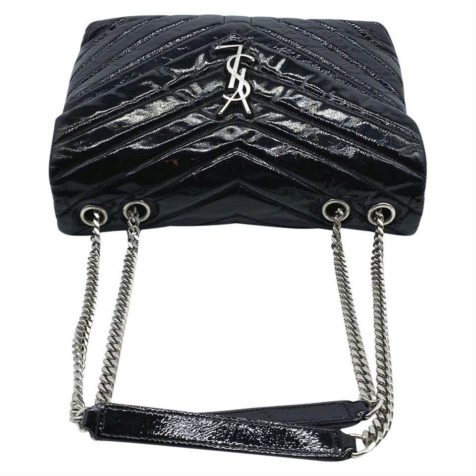 Saint Laurent Monogram Loulou Medium Black Patent Leather Shoulder Bag