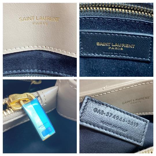 Saint Laurent Monogram Loulou Medium Monogram Dusty Grey Beige Leather Shoulder Bag