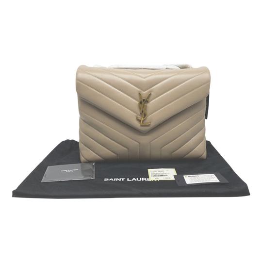 Saint Laurent Monogram Loulou Ysl Medium Beige Leather Shoulder Bag 