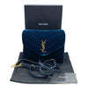 Saint Laurent Monogram Loulou New Toy Matelassé  Blue Velvet Cross Body Bag