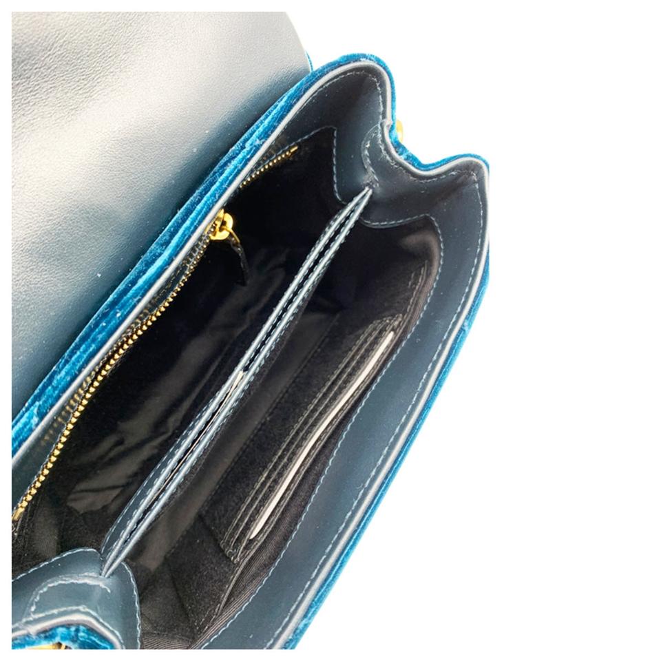 Saint Laurent Monogram Loulou New Toy Matelassé  Blue Velvet Cross Body Bag