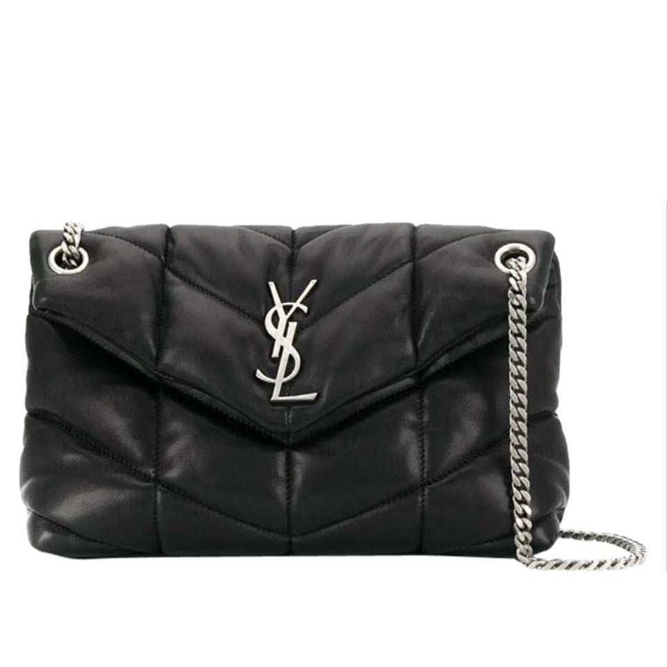 Saint Laurent Monogram Loulou Puffer Black Leather Shoulder Bag -  MyDesignerly