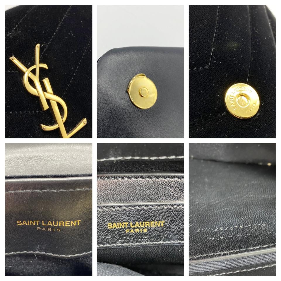 Saint Laurent Monogram Loulou Quilted Monogram Small Chain Satchel Black Velvet Shoulder Bag