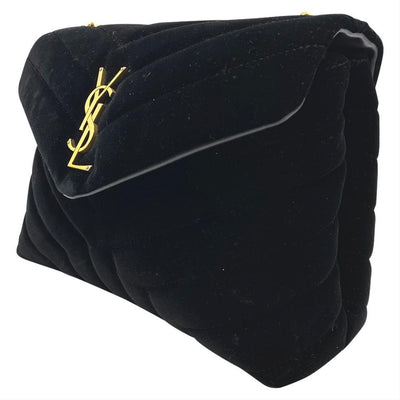 Saint Laurent Monogram Loulou Quilted Monogram Small Chain Satchel Black Velvet Shoulder Bag