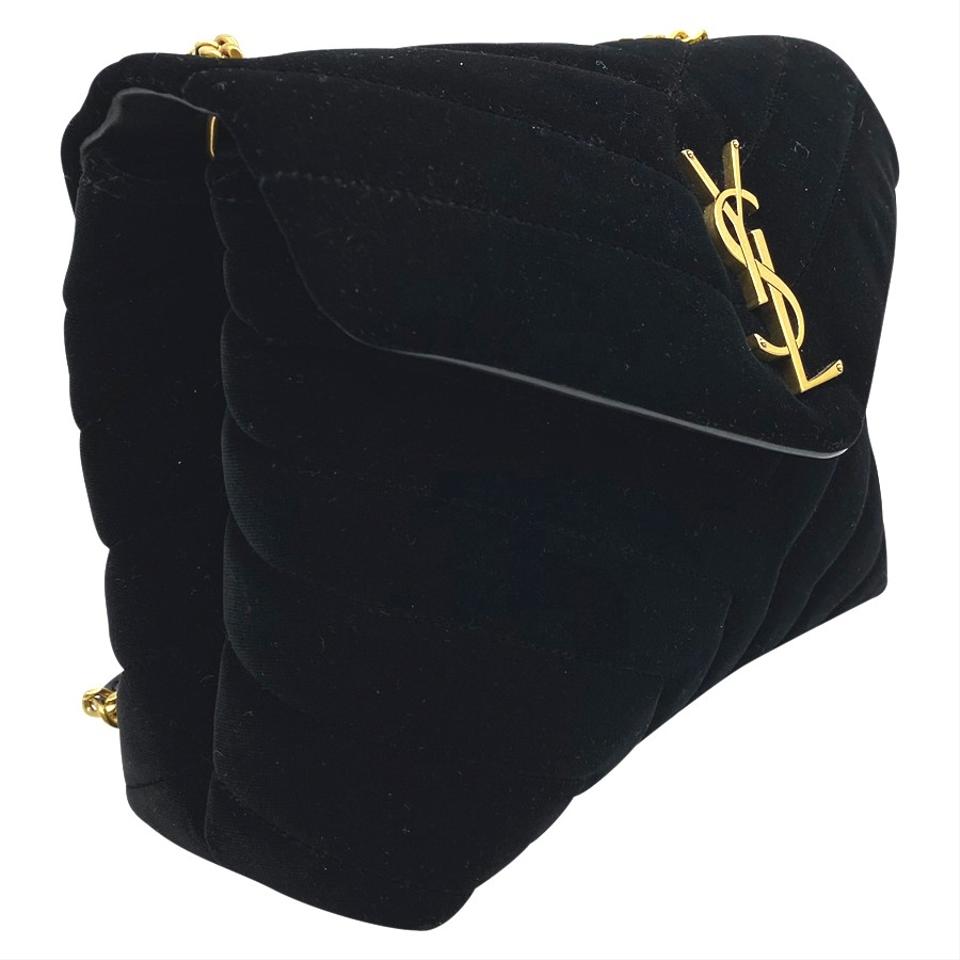 Saint Laurent Monogram Loulou Quilted Monogram Small Chain Satchel Black Velvet Shoulder Bag