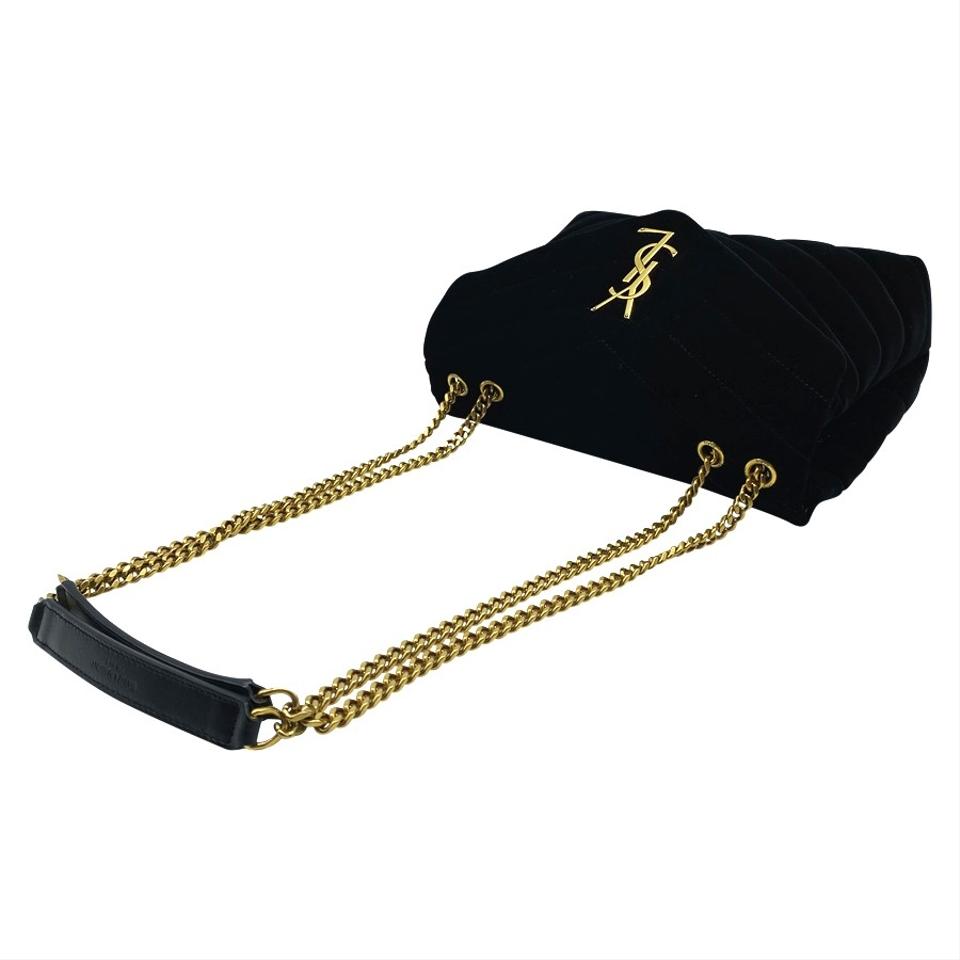 Saint Laurent Monogram Loulou Quilted Monogram Small Chain Satchel Black Velvet Shoulder Bag
