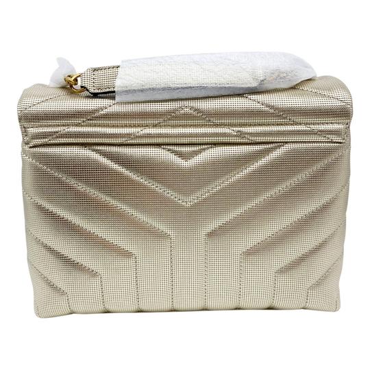 Saint Laurent Monogram Loulou Small Embossed Metallic Gold Leather Shoulder Bag