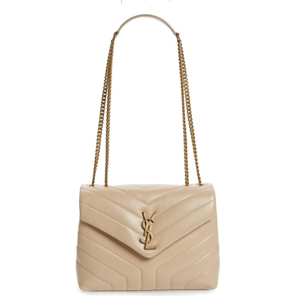 Saint Laurent Monogram Loulou Small Light Natural Beige Leather Shoulder Bag