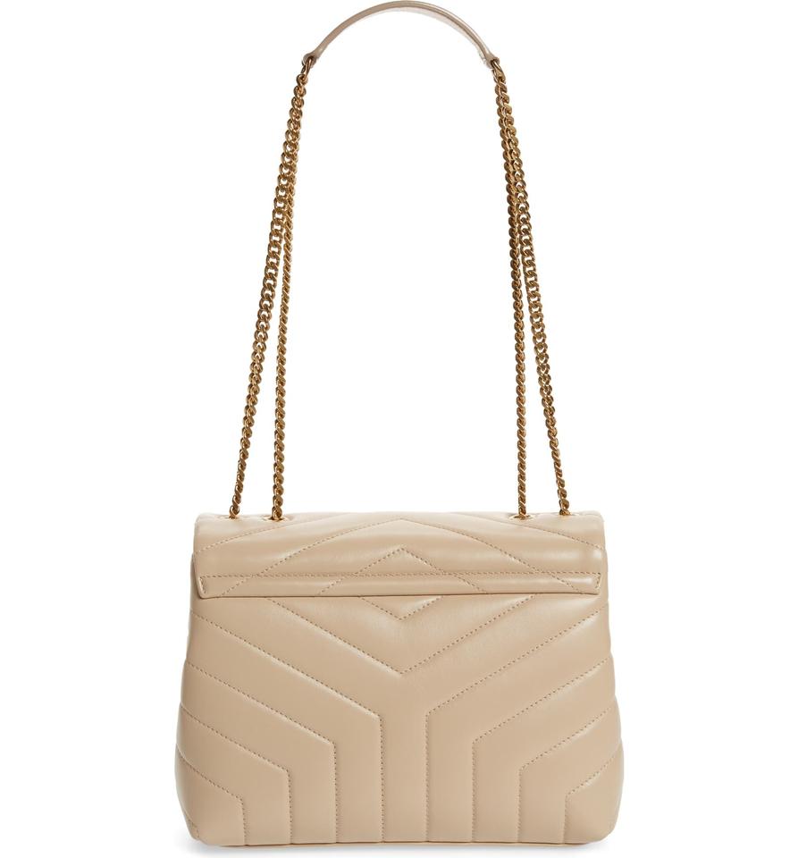 Saint Laurent Monogram Loulou Small Light Natural Beige Leather Shoulder Bag