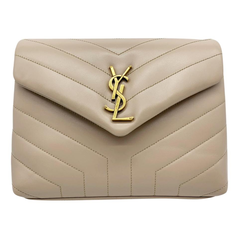 Saint Laurent Monogram Loulou Small Light Natural Beige Leather Shoulder Bag