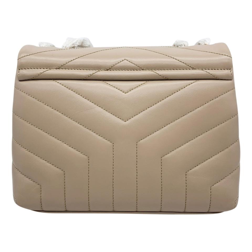 Saint Laurent Monogram Loulou Small Light Natural Beige Leather Shoulder Bag