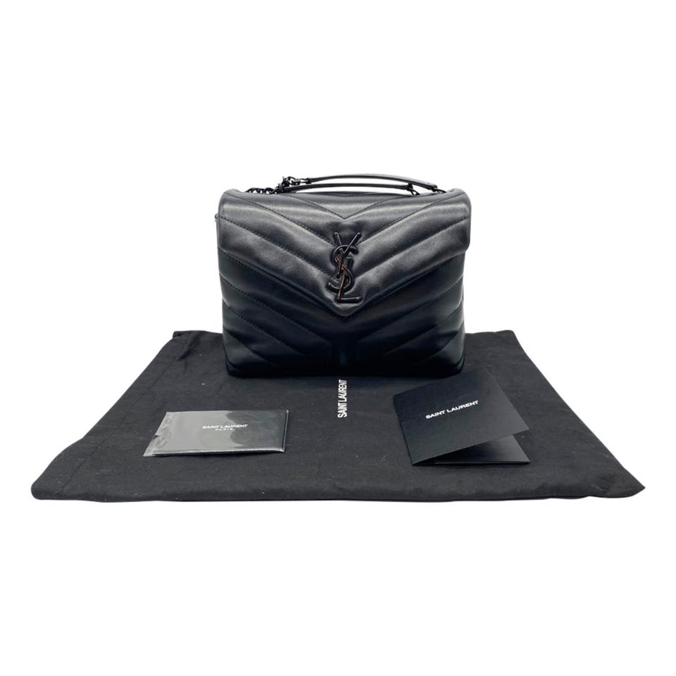 Saint Laurent Loulou Shoulder Bag Black Leather Silver Hardware