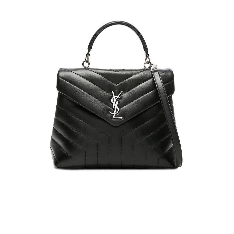 Saint Laurent Monogram Loulou Top Handle Black Leather Shoulder Bag