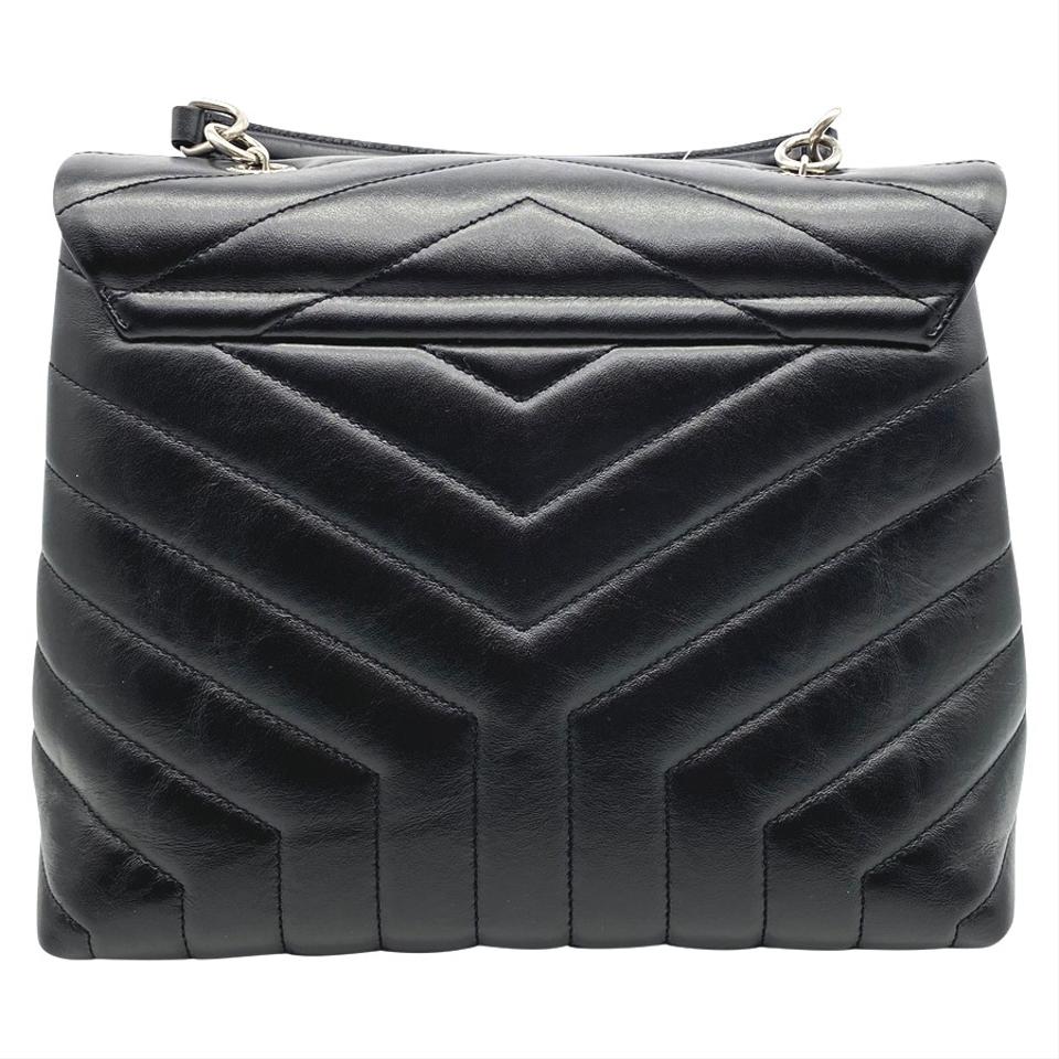 Saint Laurent Monogram Loulou Top Handle Black Leather Shoulder Bag