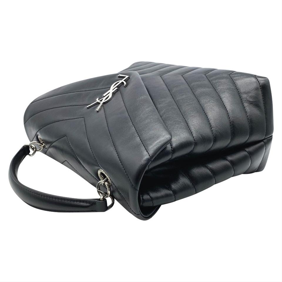 Saint Laurent Monogram Loulou Top Handle Black Leather Shoulder Bag