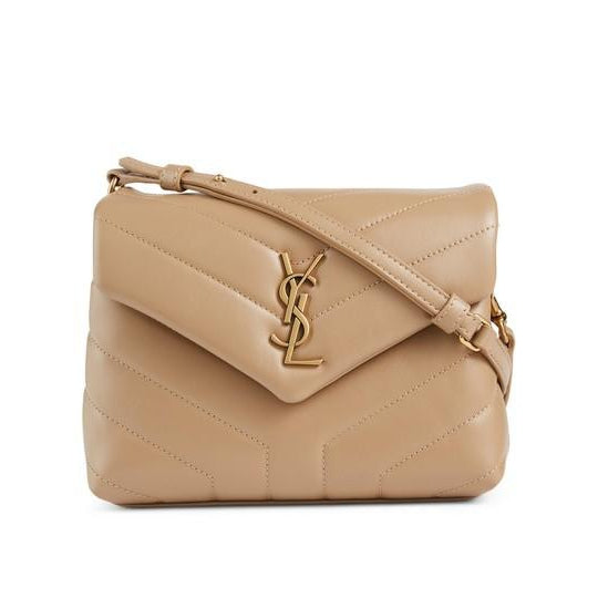 Saint Laurent Monogram Loulou Toy Dark Latte Monogram Beige Leather Cross Body Bag
