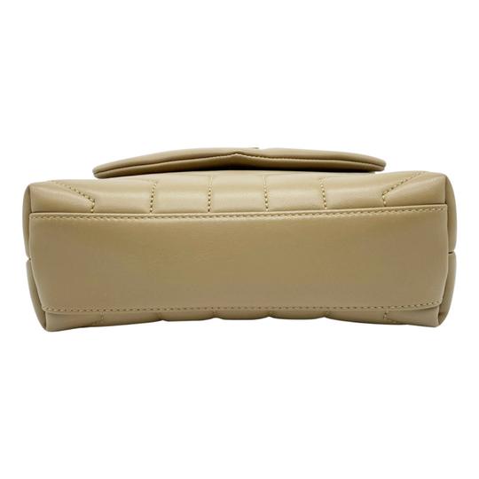 Saint Laurent Monogram Loulou Toy Dark Latte Monogram Beige Leather Cross Body Bag