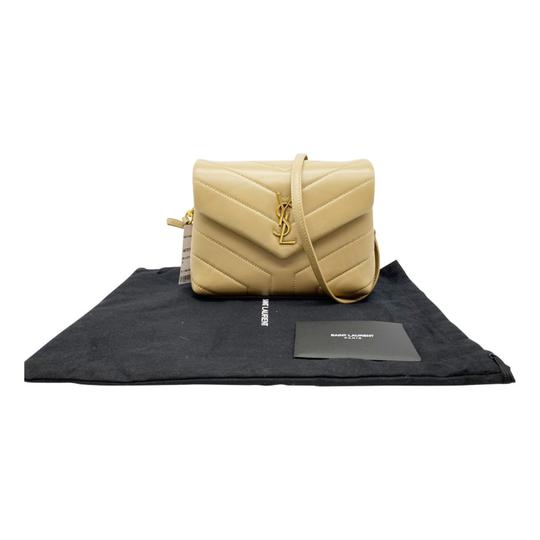 Saint Laurent Monogram Loulou Toy Dark Latte Monogram Beige Leather Cross Body Bag