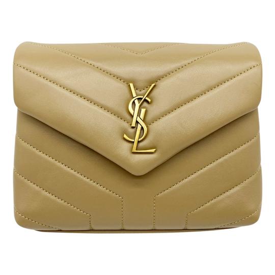 Saint Laurent Monogram Loulou Toy Dark Latte Monogram Beige Leather Cross Body Bag