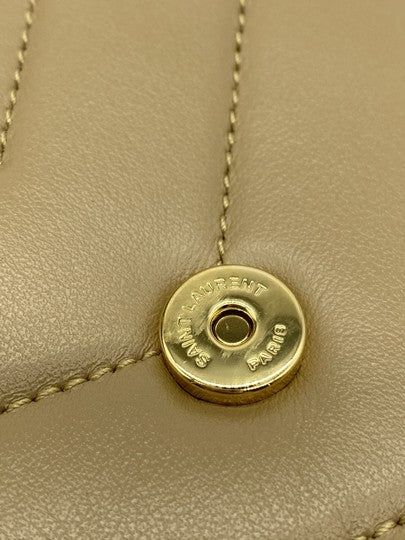 Saint Laurent Monogram Loulou Toy Dark Latte Monogram Beige Leather Cross Body Bag