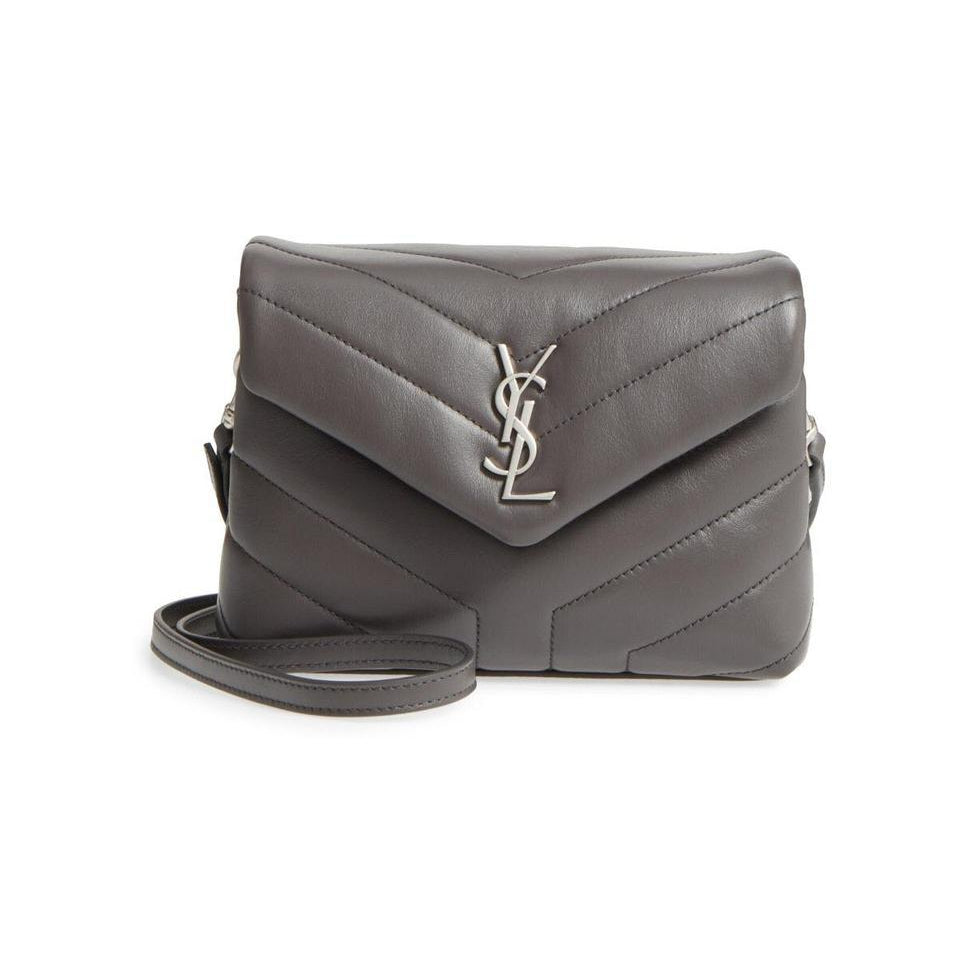 Saint Laurent Monogram Loulou Toy Grey Lambskin Leather Cross Body Bag