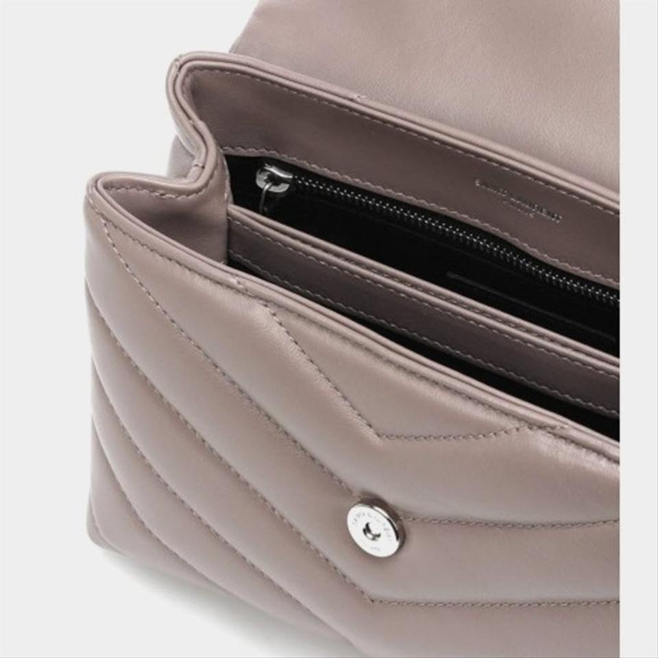 Saint Laurent Monogram Loulou Toy Grey Lambskin Leather Cross Body Bag