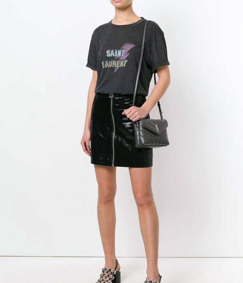 Saint Laurent Monogram Loulou Toy Grey Lambskin Leather Cross Body Bag