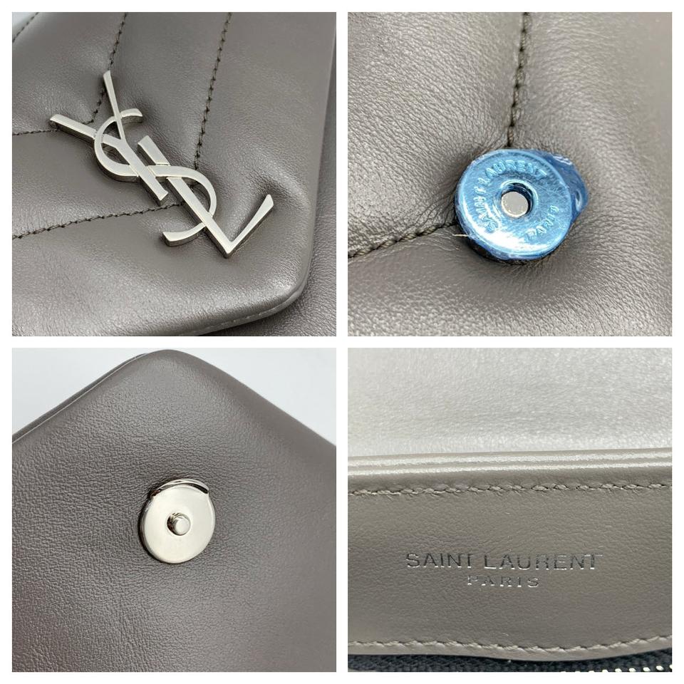 Saint Laurent Monogram Loulou Toy Grey Lambskin Leather Cross Body Bag