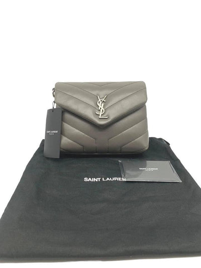 Saint Laurent Monogram Loulou Toy Grey Lambskin Leather Cross Body Bag