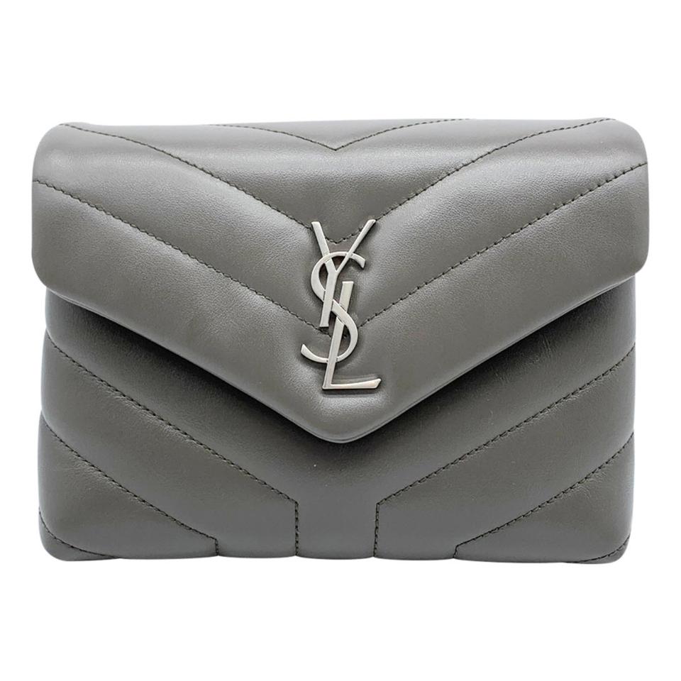 Saint Laurent Monogram Loulou Toy Grey Lambskin Leather Cross Body Bag