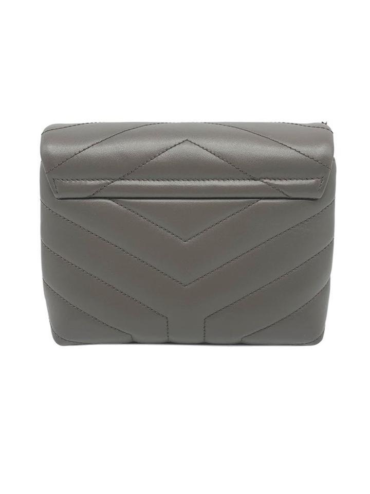 Saint Laurent Monogram Loulou Toy Grey Lambskin Leather Cross Body Bag