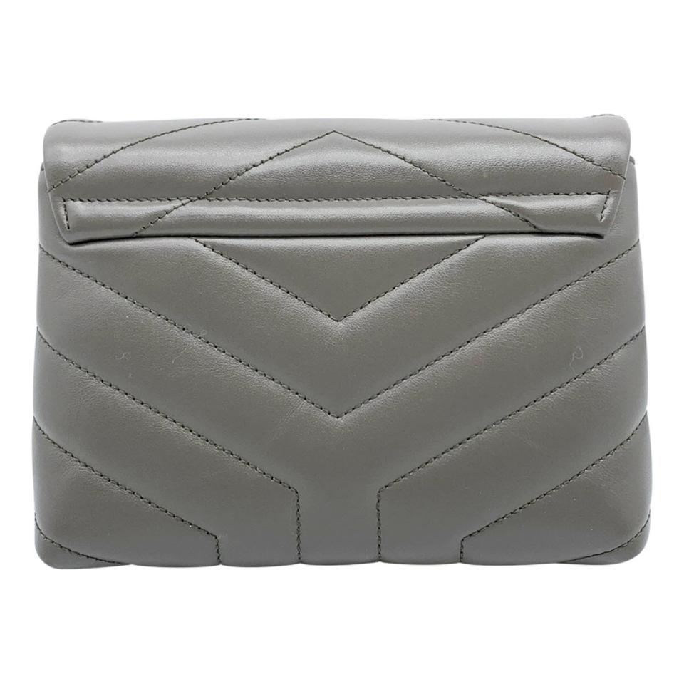 Saint Laurent Monogram Loulou Toy Grey Lambskin Leather Cross Body Bag
