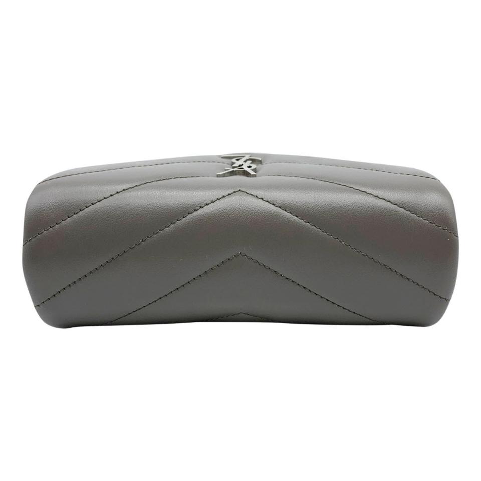 Saint Laurent Monogram Loulou Toy Grey Lambskin Leather Cross Body Bag