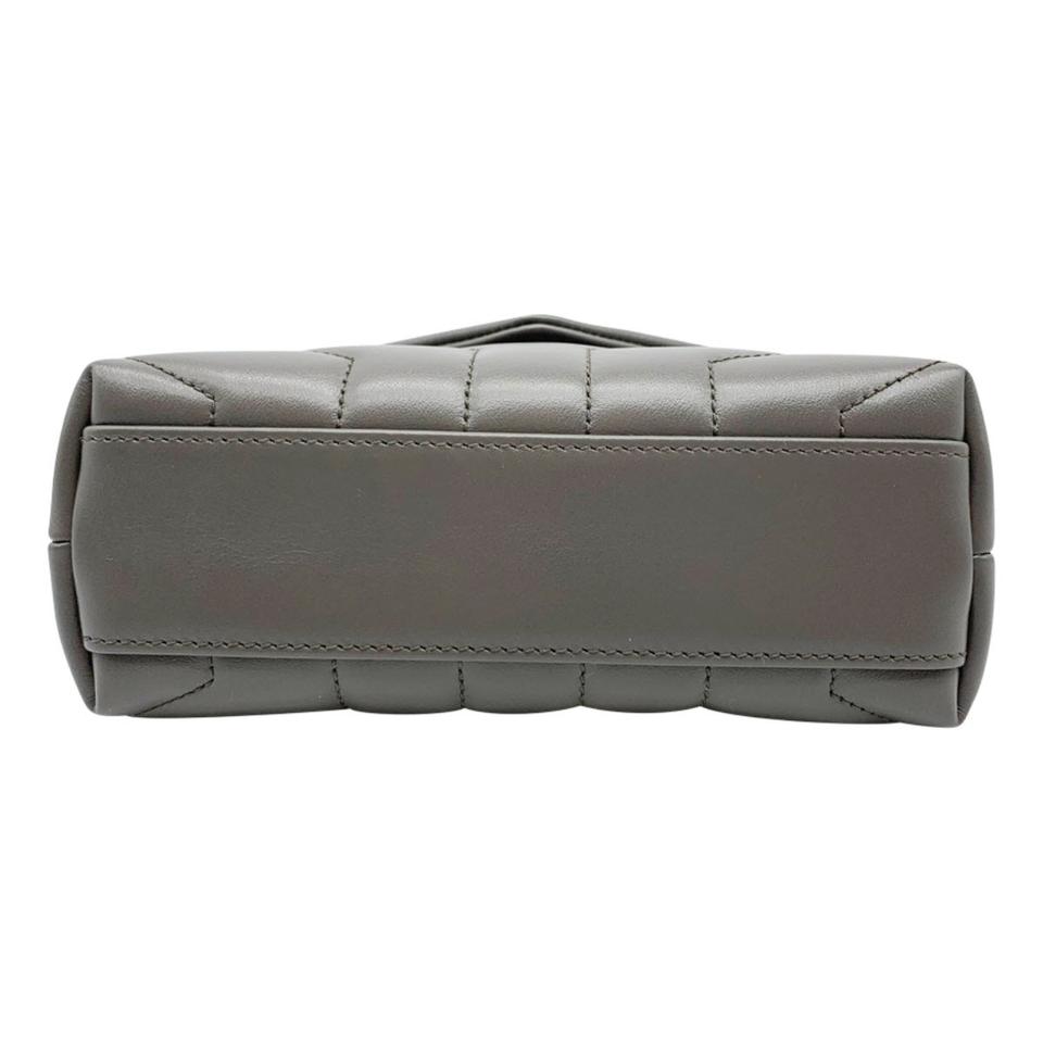 Saint Laurent Monogram Loulou Toy Grey Lambskin Leather Cross Body Bag