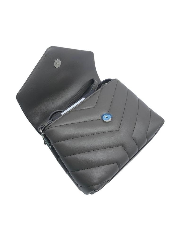 Saint Laurent Monogram Loulou Toy Grey Lambskin Leather Cross Body Bag